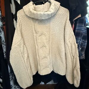 Seven7 Cream Cowl Neck Sweater
